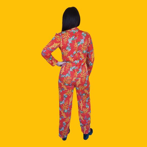 Vintage 70s JCPenney Red Floral Loungewear Set, M - Picture 5 of 5